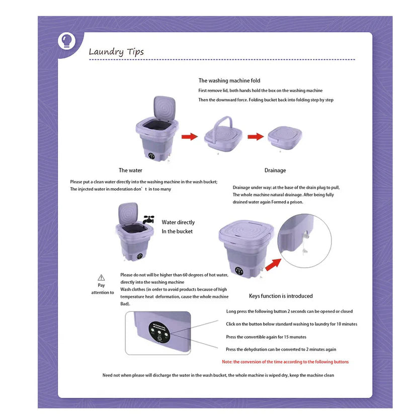 2.5 Kg Mini Foldable Portable Washing
