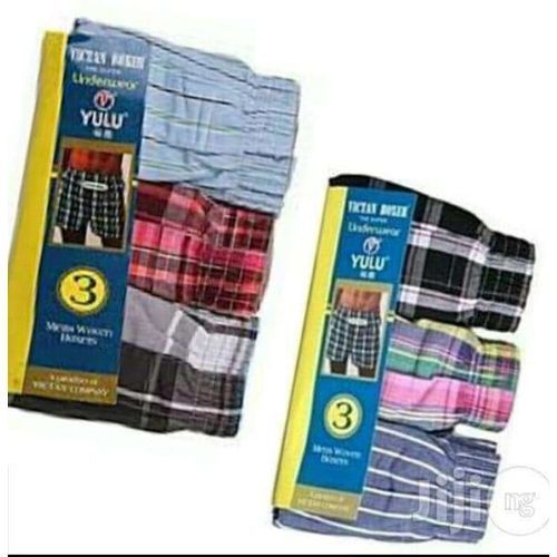 Cotton Boxer Shorts- 3 Pcs Pack (Checked)